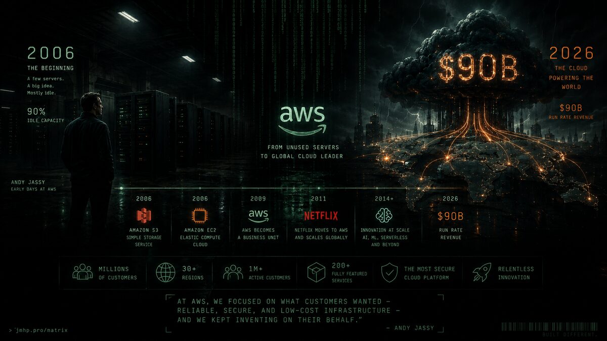 Amazon a lancé AWS pour louer ses serveurs vides — et a créé un empire de 90 milliards